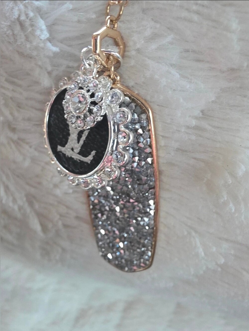 New Designer Inspired Rhinestone Bling Silver & Gold Necklace